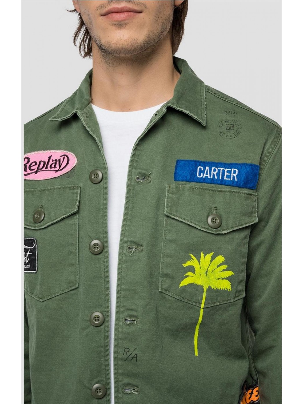 Camisa Replay vaquera azul claro para hombre -a
