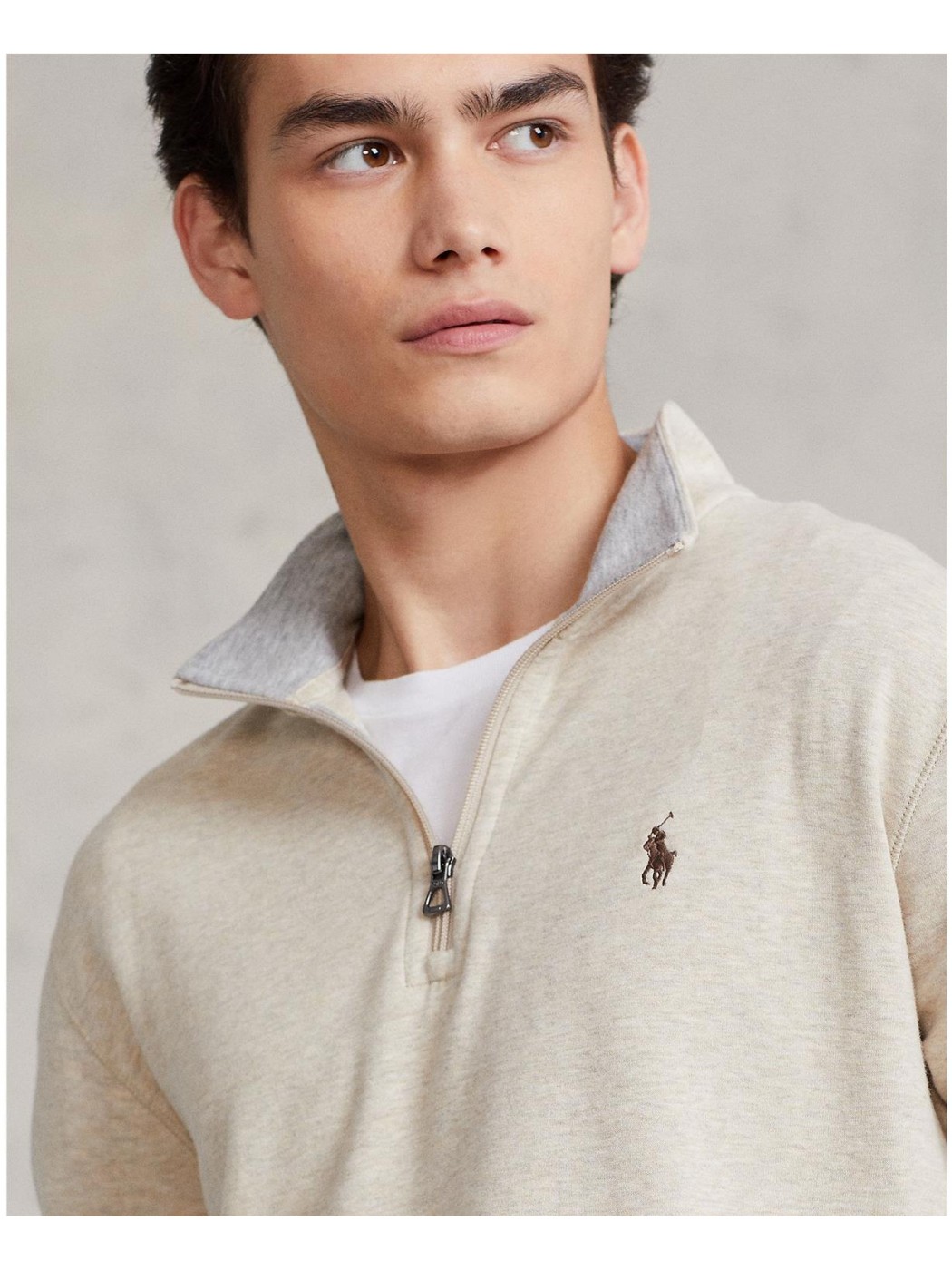 Sudadera de media cremallera beige hombre – Polo Club