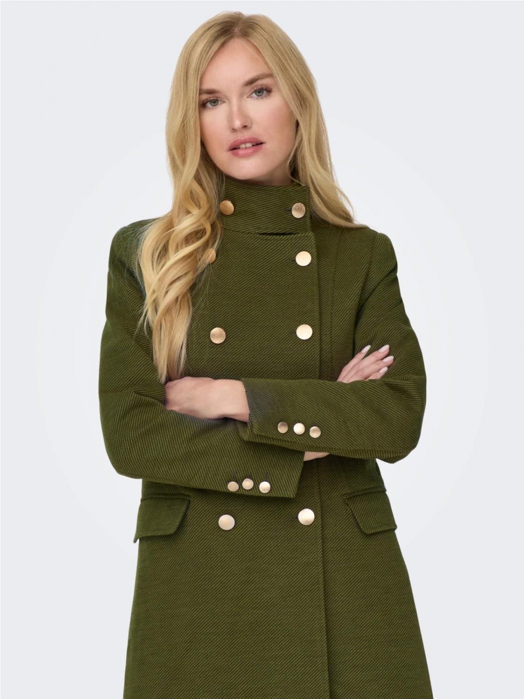 ONLY Mujer Chaqueta acolchada con capucha desmontable y 2 bolsillos verde