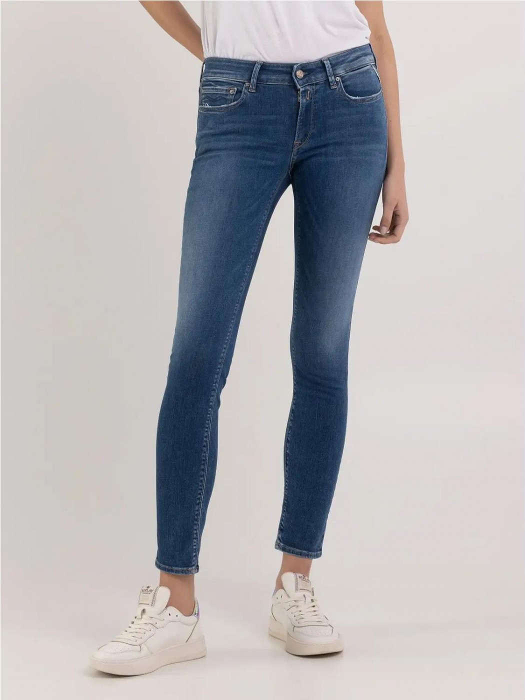 Replay Pantaloni Donna Dritti - Vestibilità Larga Con Stretch - Business Casual - Lavaggio 30°C