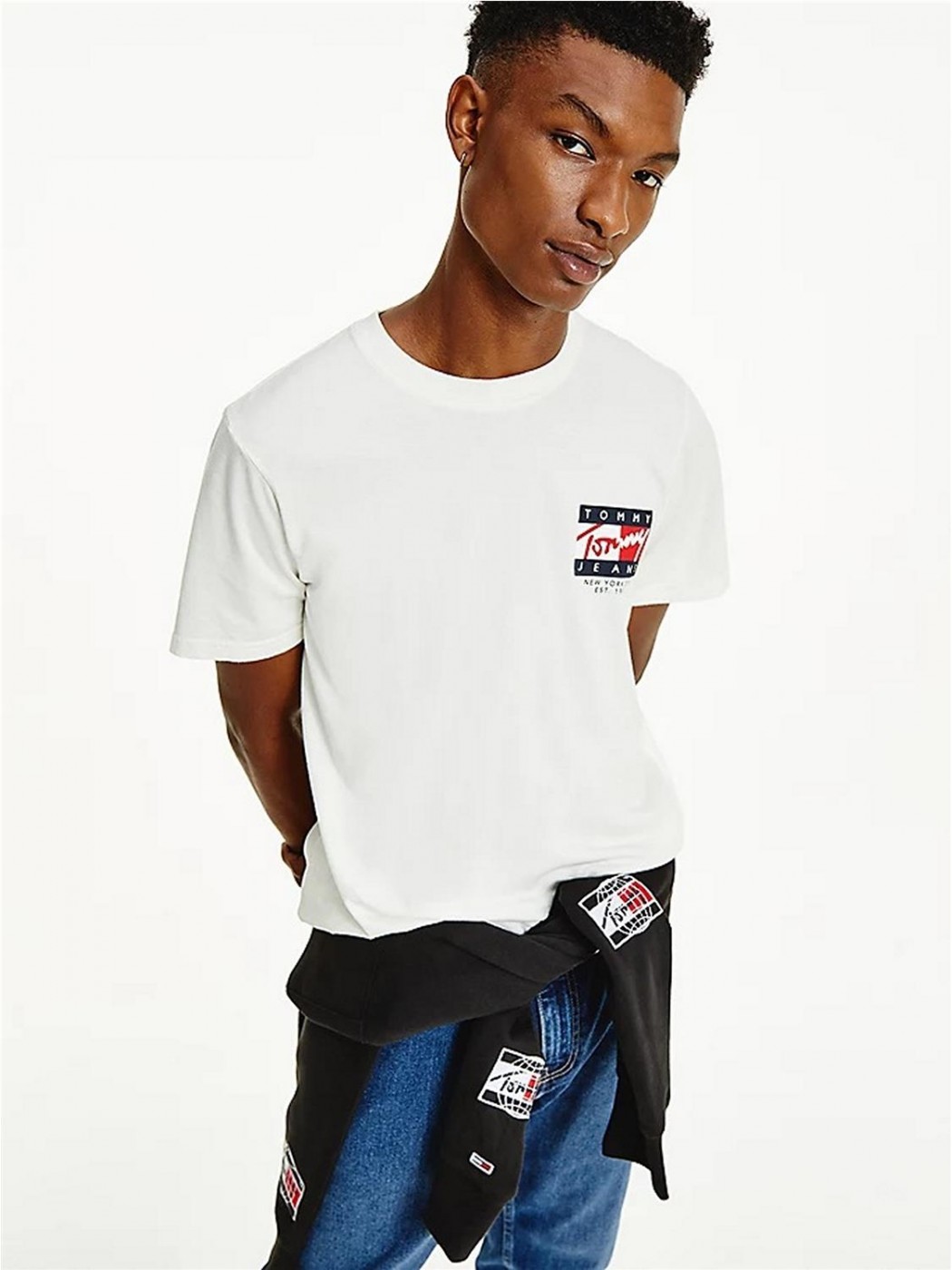 CAMISETA TOMMY JEANS HOMBRE BLANCA TJM VINTAGE FLAG TEE