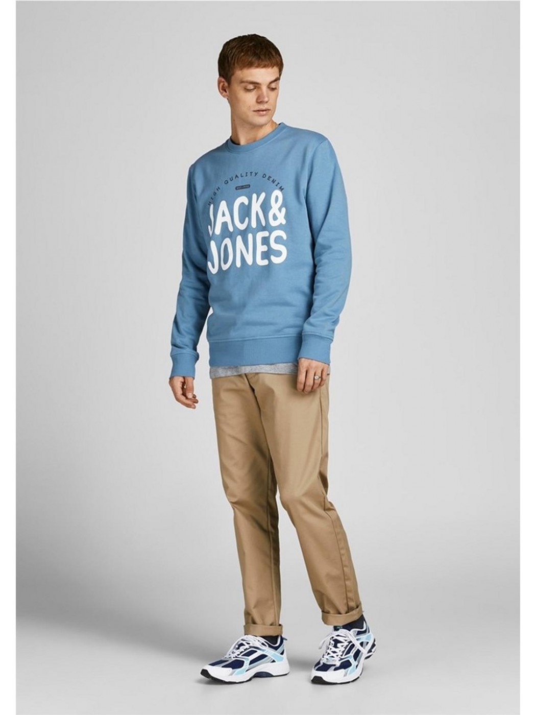 SUDADERA JACK JONES HOMBRE JOREVEN CREW NECK AZUL CLARO