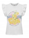 CAMISETA ONLY MUJER ONLLUCY FRUIT VOLANTE BLANCO