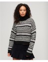 JERSEY SUPERDRY MUJER ROLL NECK CROP KNIT NEGRO